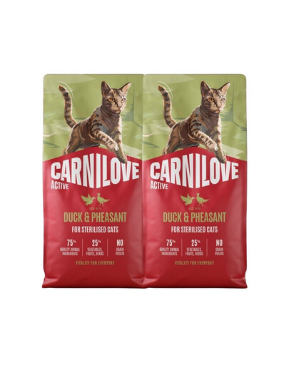 CARNILOVE Active Cat Duck and Pheasant Sterilised 2x6 kg kaczka i bażant, dla kotów sterylizowanych
