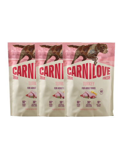CARNILOVE True Fresh Dog Turkey Adult 3x1,5kg sucha karma ze świeżym indykiem dla dorosłych psów