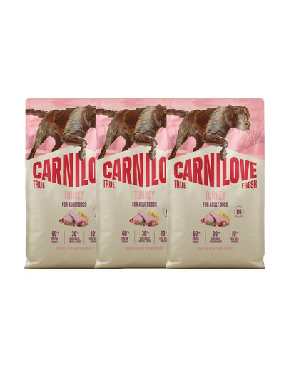 CARNILOVE True Fresh Dog Turkey Adult 3x4 kg sucha karma ze świeżym indykiem dla dorosłych psów