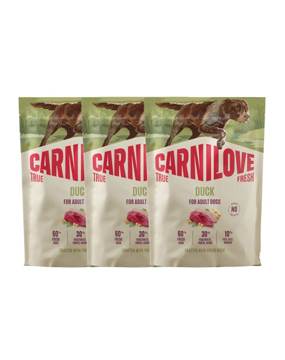 CARNILOVE True Fresh Dog Duck Adult Small Breeds 3x1,5 kg sucha karma ze świeżą kaczką dla dorosłych psów małych ras