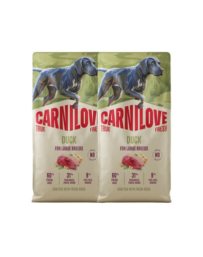 CARNILOVE True Fresh Dog Duck Adult Large Breeds 2X12 kg sucha karma ze świeżą kaczką dla dorosłych psów dużych ras