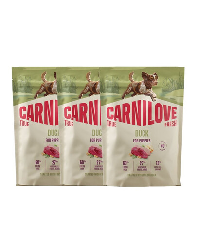 CARNILOVE True Fresh Dog Duck Puppies 3x1,5 kg sucha karma ze świeżą kaczką dla szczeniąt