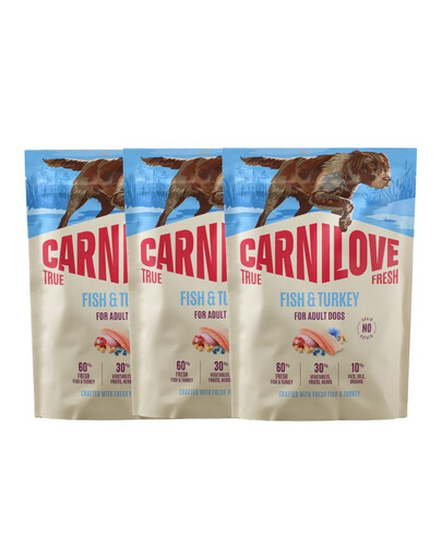 CARNILOVE True Fresh Dog Fish and Turkey Adult 3x1,5 kg sucha karma świeża ryba i indyk dla dorosłych psów