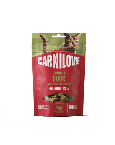 CARNILOVE Crunchy Snack Cat Duck 50 g z kaczką i malinami, chrupiący przysmak dla kotów