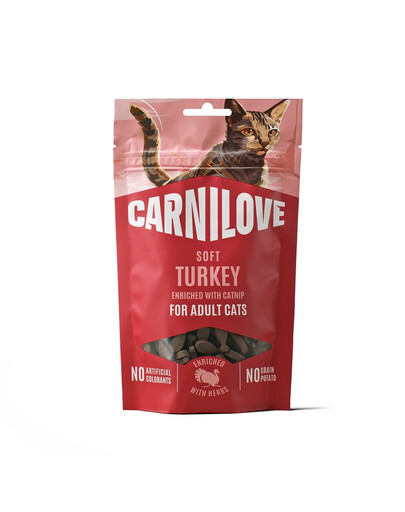 CARNILOVE Soft Snack Cat Turkey 50 g z indykiem i kocimiętką, miękkie przysmaki dla kotów
