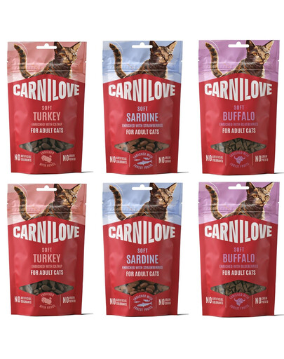 CARNILOVE Soft Snack Mix Smaków 6x50 g miękkie przysmaki dla kotów