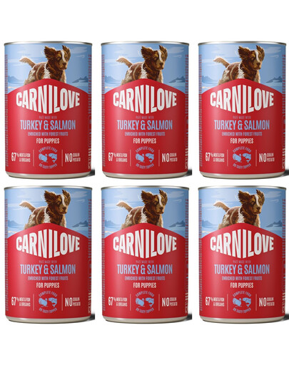CARNILOVE Dog Can Turkey and Salmon Puppies 6x400g pasztet z indykiem i łososiem dla szczeniąt