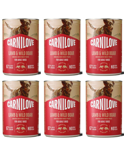 CARNILOVE Dog Can Lamb and Wildboar 6x400g pasztet z jagnięciną i dzikiem dla dorosłych psów