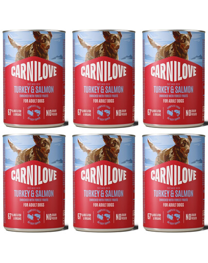 CARNILOVE Dog Can Turkey and Salmon 6x400g pasztet z indykiem i łososiem dla dorosłych psów