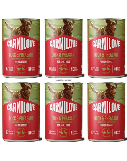 CARNILOVE Dog Can Duck and Pheasant 6x400g pasztet z kaczką i bażantem dla dorosłych psów