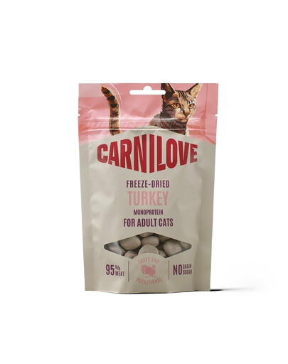 CARNILOVE Freeze-Dried Snack Cat Turkey 40 g z indykiem, liofilizowane przysmaki dla kotów