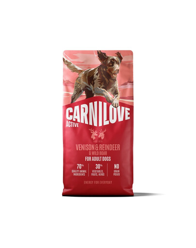 CARNILOVE Active Dog Venision and Reindeer Adult 12 kg dziczyzna, renifer i dzik, dla dorosłych psów