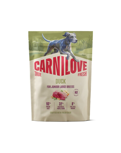 CARNILOVE True Fresh Dog Duck Junior Large 1,5 kg sucha karma ze świeżą kaczką dla juniorów dużych ras