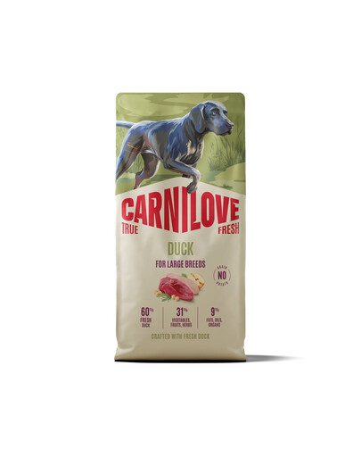 CARNILOVE True Fresh Dog Duck Junior Large 12 kg sucha karma ze świeżą kaczką dla juniorów dużych ras
