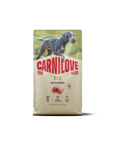 CARNILOVE True Fresh Dog Duck Adult Large Breeds 4 kg sucha karma ze świeżą kaczką dla dorosłych psów dużych ras
