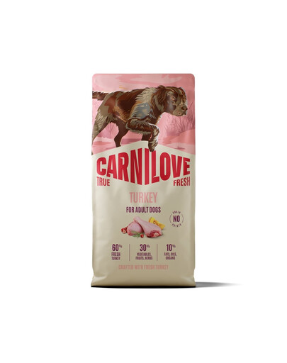 CARNILOVE True Fresh Dog Turkey Adult 12 kg sucha karma ze świeżym indykiem dla dorosłych psów