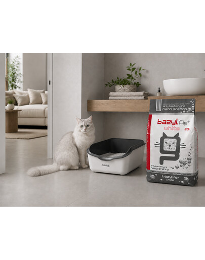 BAZYL Ag+ Compact White 20 L żwirek z nanosrebrem dla kota