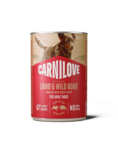 CARNILOVE Dog Can Lamb and Wildboar 400g pasztet z jagnięciną i dzikiem dla dorosłych psów