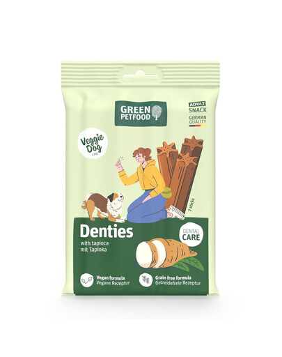 GREEN PETFOOD Denties with Tapioca 180 g wegański bezzbożowy gryzak dla psów