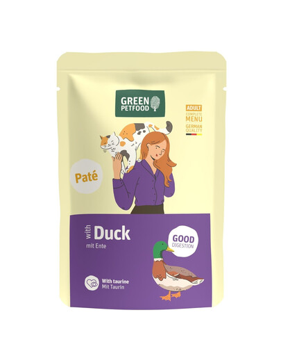 GREEN PETFOOD Cat Paté with Duck 85 g z kaczką i tauryną, pasztet dla kotów