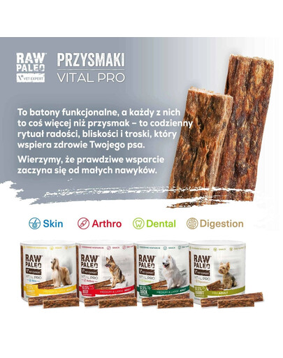 RAW PALEO Vital Pro Arthro Beef Mini 100g monoproteinowy funkcjonalny przysmak na stawy dla psów