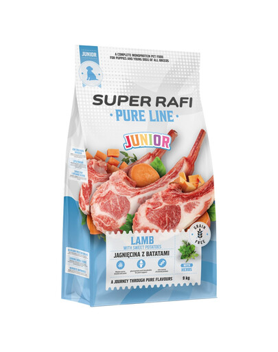 SUPER RAFI Pure Line Junior Jagnięcina z batatami 9 kg karma sucha dla szczeniąt