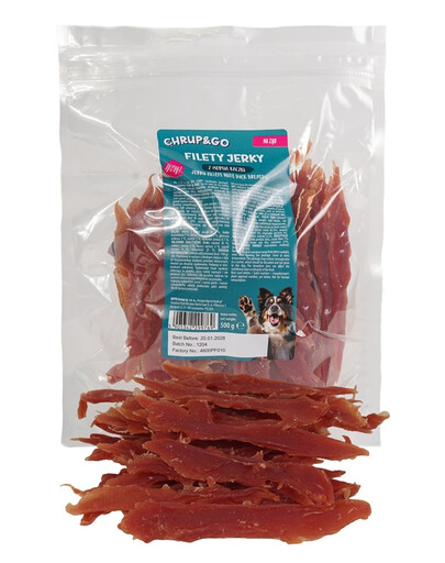 CHRUP&GO Filety jerky z piersią kaczki 500 g przysmak dla psa