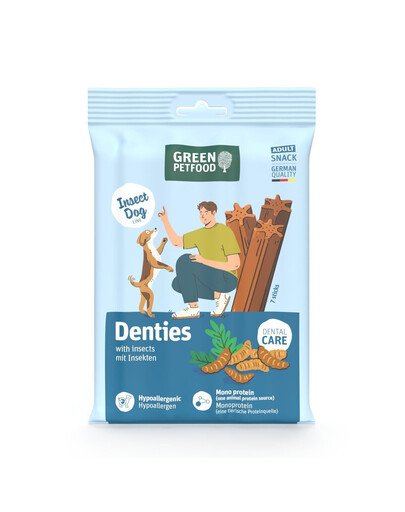 GREEN PETFOOD Denties with Insects 180 g hipoalergiczny gryzak z białkiem owadów dla psów
