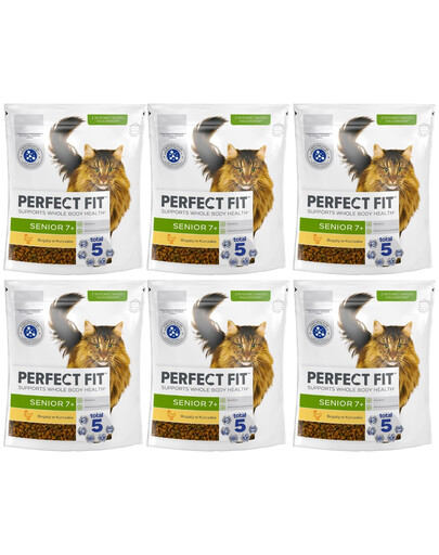 PERFECT FIT Senior 7+ 6x750 g sucha karma pełnoporcjowa dla starszych kotów bogata w kurczaka