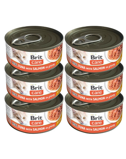 BRIT Care Cat Real Tuna with Salmon in Gravy 6x80 g filety z tuńczyka i łososia w bulionie, mokra karma dla kotów