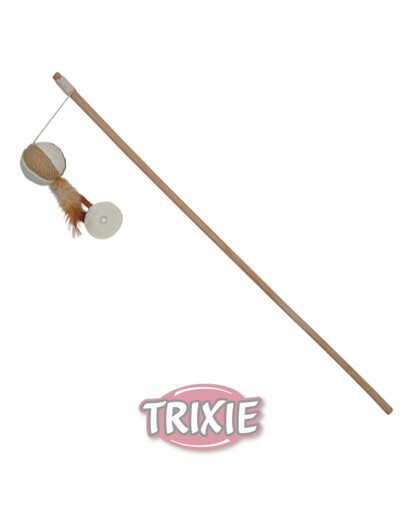 Trixie žaislas meškerė kamuoliukas su plunksnomis 50 cm