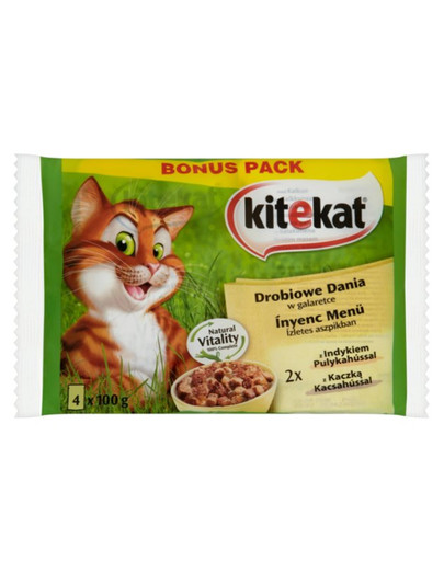 Kitekat Paukštienos Meniu 4x 100 g Bonus Pack