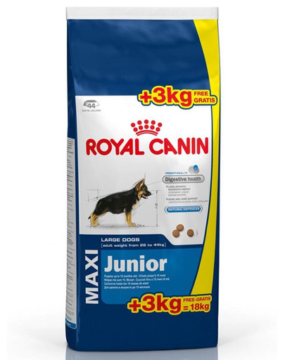 ROYAL CANIN Maxi Junior 15 kg + 3 kg DOVANA