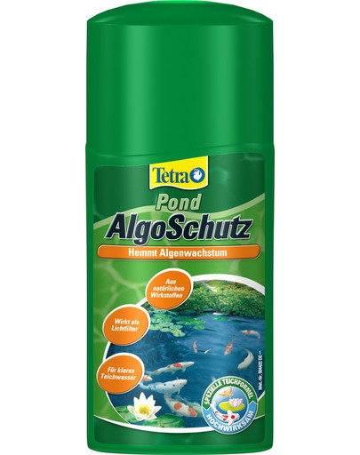 Tetra Pond Algoschutz 250 ml Preparaat, mis värvib vett ja vähendab valguse läbitungimist.