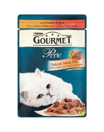 GOURMET Perle kuřecí & hovězí kapsa 85 g