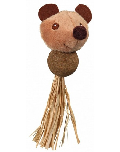Trixie pliušinė pelė su kamuoliuku su katžole 14 cm