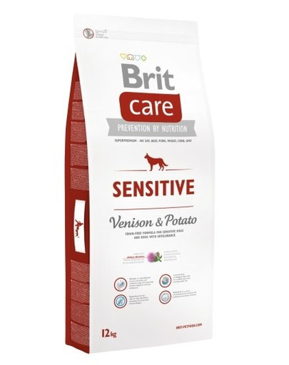 BRIT Care Dog Grain Free Sensitive Hirvelihaga  ja kartuliga 3 kg  täistoit tundliku seedesüsteemiga ning seedetrakti ülitundlikkusele ja toidutalumatusele kalduvatele koertele.