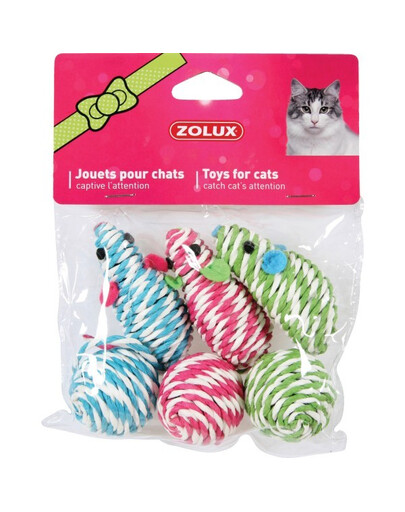 Zolux žaisliukai katėms 3 pelės + 3 kamuoliukai