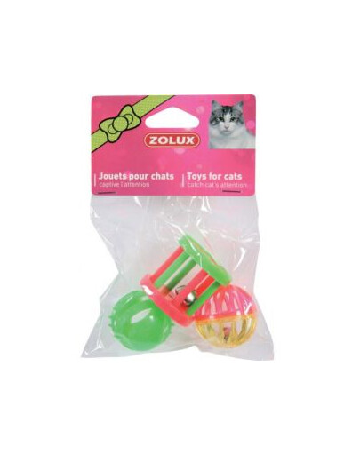 Zolux rinkinys katėms 3 žaisliukai rožiniai 4 cm