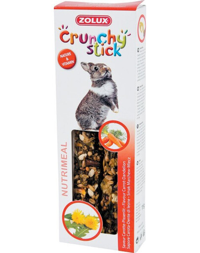 Zolux Crunchy burbuolės triušiams su morkomis ir pienėmis 115 g