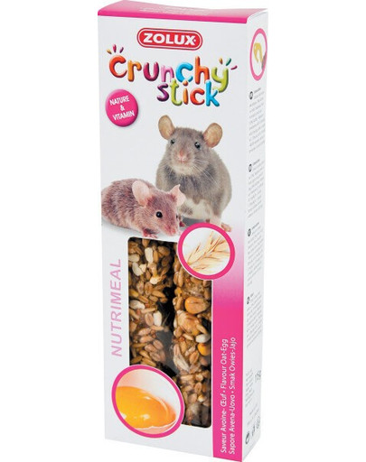 Zolux Crunchy Stick maisitõlvikud rottidele ja hiirtele kaera ja munaga 115 g