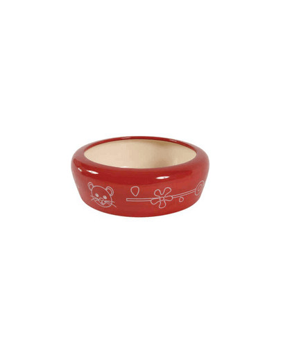 Zolux keramikinis dubenėlis graužikams neleidžiantis išsipilti vandeniui 200 ml raudonas