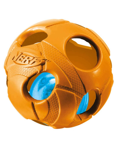 Nerf LED šviečiantis ir cypiantis kamuoliukas mažas vidutinis oranžinis/žalias