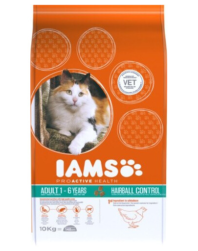 IAMS Cat Adult All Breeds Hairball Control Chicken 2.55 kg