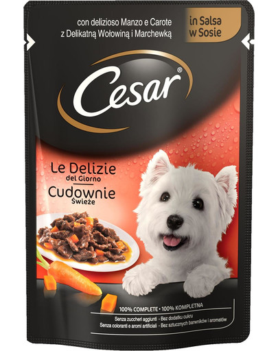 Cesar Adult su jautiena ir morkomis padaže 24x100 g