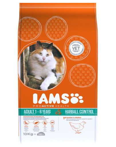 IAMS Cat Adult All Breeds Hairball Control Chicken 0.3 kg