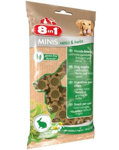 8IN1 Minis Rabbit & Herbs mini skanėstai 100 g