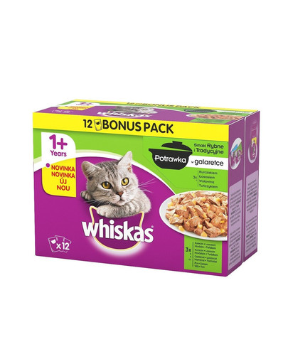 WHISKAS Traditional Dishes konservų rinkinys 85 g x 48 vnt