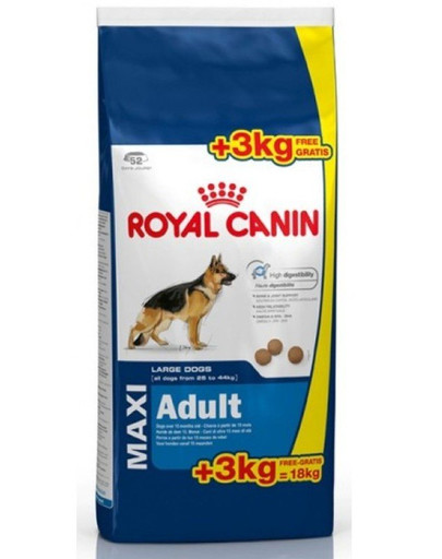 ROYAL CANIN Maxi täiskasvanud 15 kg + 3 kg TASUTA