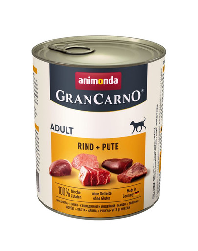 Animonda Grancarno Adult 800 g suaugusių šunų konservai su jautiena ir kalakutiena
